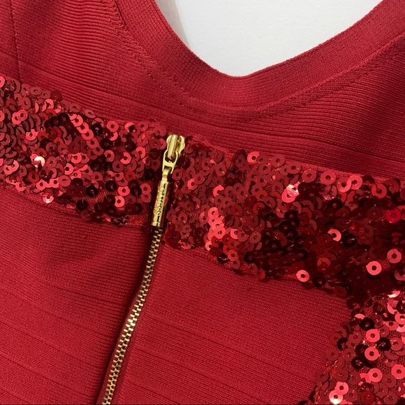 Red Guess Halter Dress with Sequin Detailing - Picture 6 of 8
